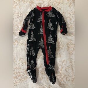 Kickee Pants Midnight Foil Trees Footie